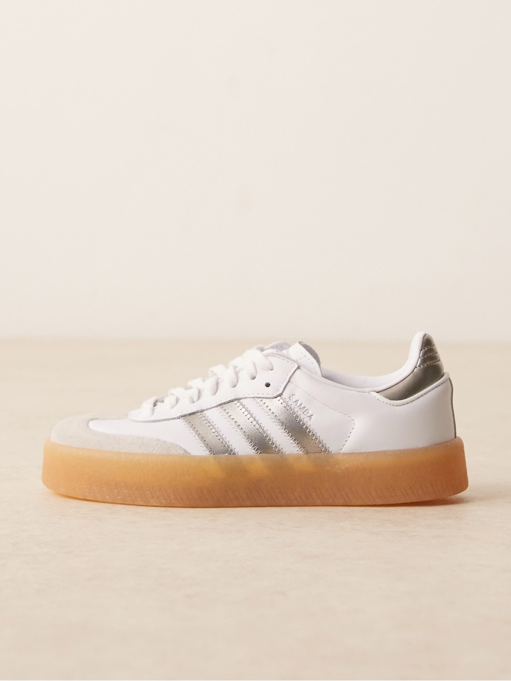 adidas Originals Sambae sneakers in white and silver
